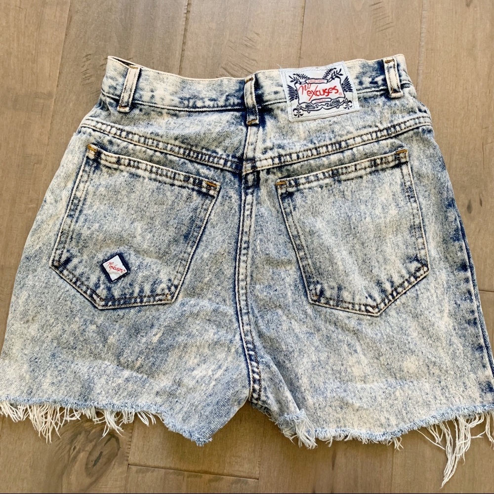 No Excuses Vintage Acid Wash Raw Hem High Waisted Jean Shorts